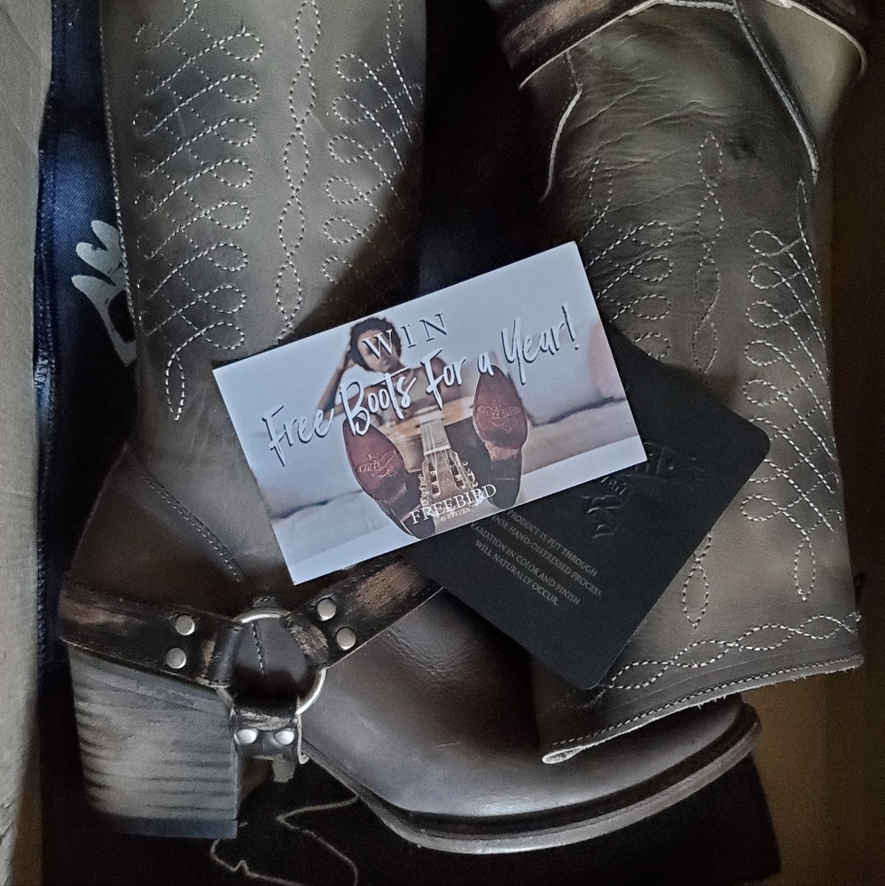 New $325 FREEBIRD Stores Shawna Stone Western Harness Cowboy Boots 8 NIB Steven - Picture 2 of 8